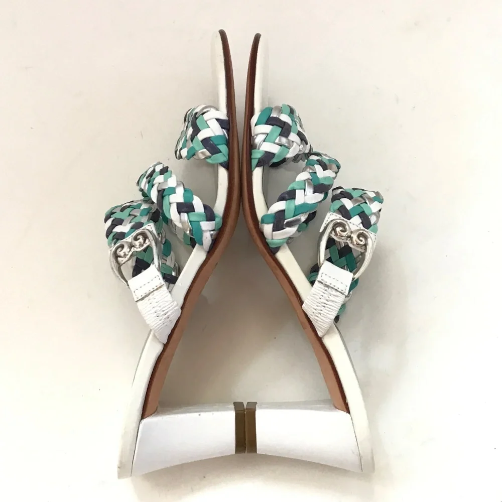 BRIGHTON Braided Leather Kitten Heel Sandals Tress Women’s Size 7